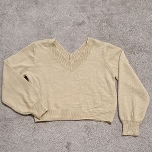Zaful Cream V-Neck Sweater